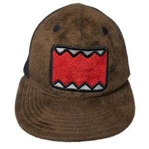 Domo Trucker Brown One Size Fuzzy Mesh Snapback Character Face Mascot Logo Hat